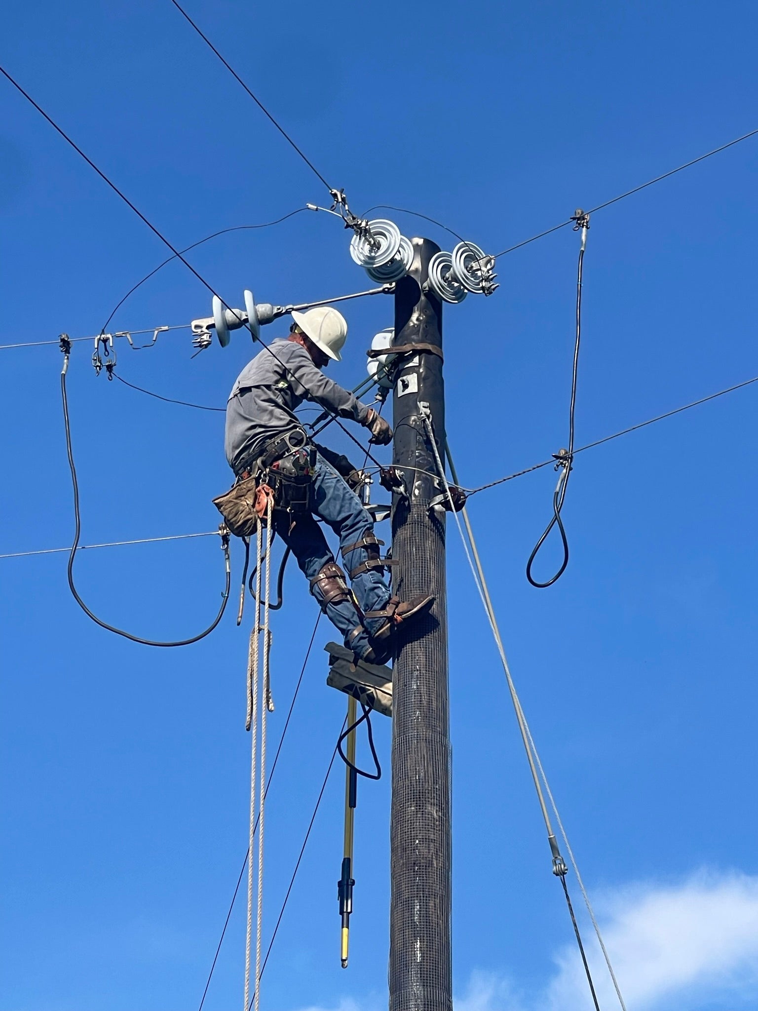 Lineman working during Beryl